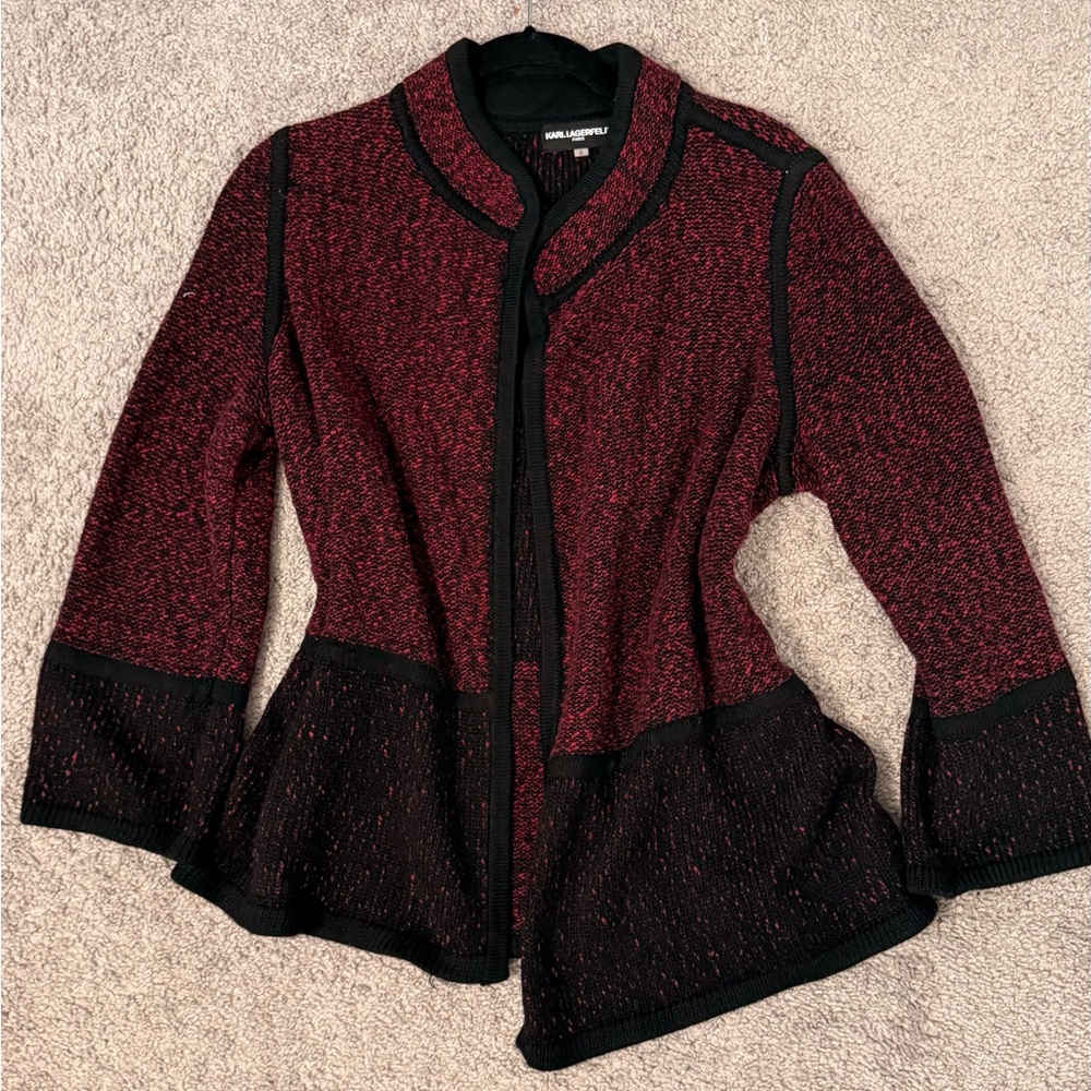 Karl Lagerfeld Women’s Tweed Style Knit Cardigan